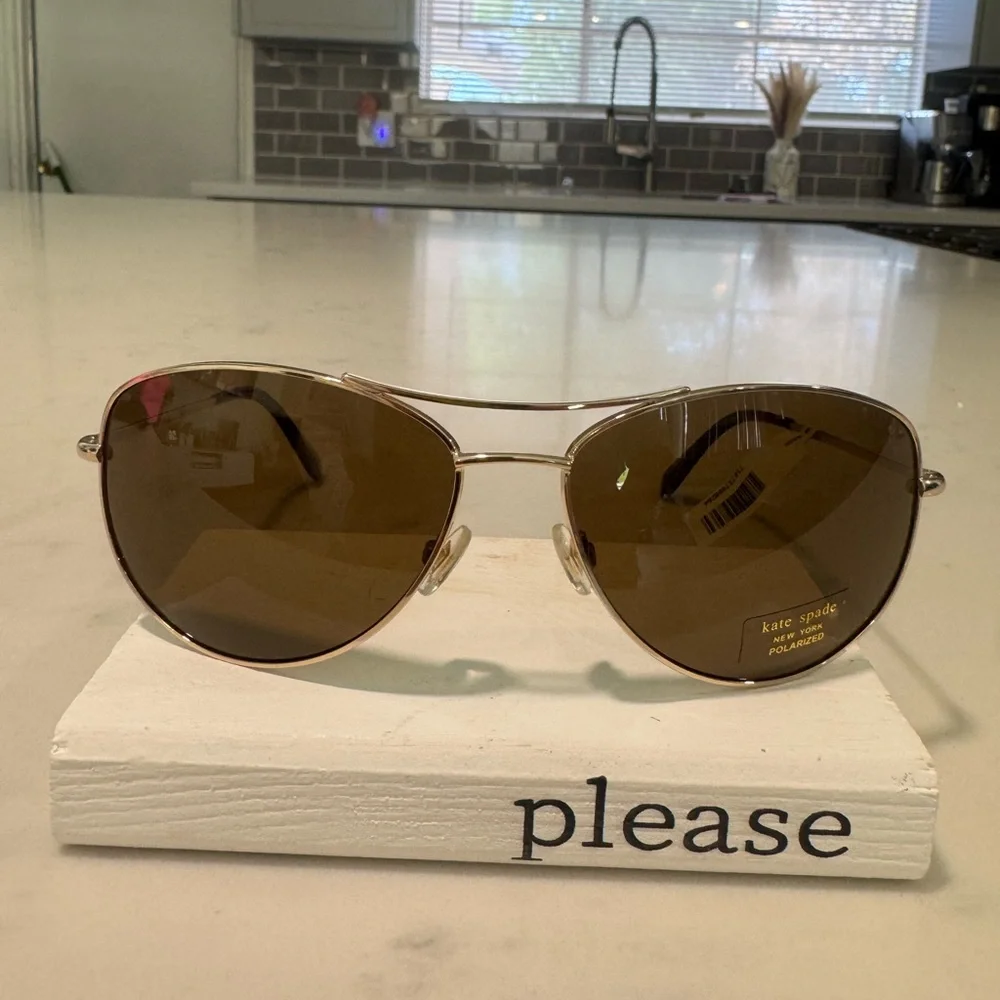 Kate Spade Brown Aviator Sunglasses with Double-Bridge Design